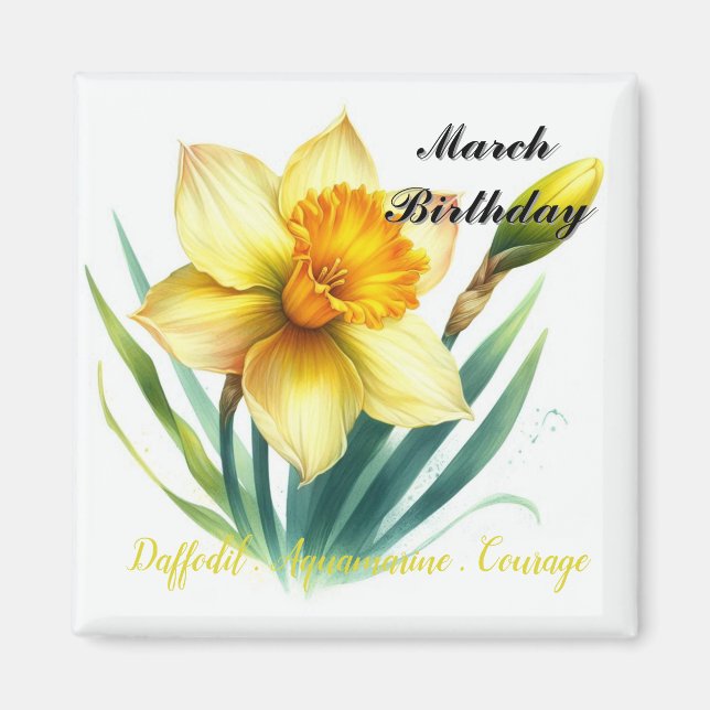 März Daffodil und Birthstone Magnet (Vorne)