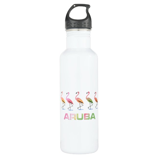 März der tropischen Flamingos ARUBA Edelstahlflasche (Vorderseite)