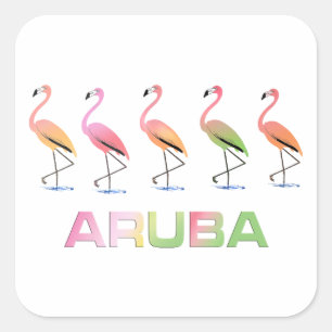 März der tropischen Flamingos ARUBA Quadratischer Aufkleber