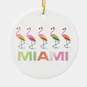 März der tropischen Flamingos MIAMI Keramikornament