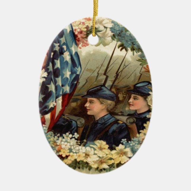 MÄRZ der US-Flaggenparade Ziviler Krieg Keramikornament (Vorne)