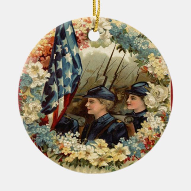 MÄRZ der US-Flaggenparade Ziviler Krieg Keramikornament (Vorne)