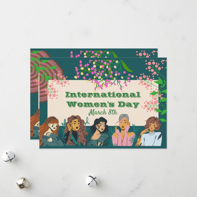 März des Internationalen Frauentags 8. Einladung (Vorderseite/Rückseite Beispiel)