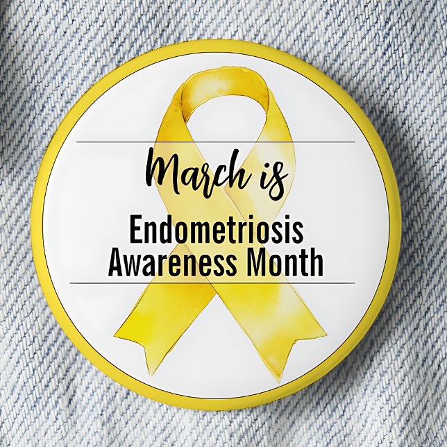 März Endometriose Aufklärungsmonat Button (March is Endometriosis Awareness Month pinback button.)