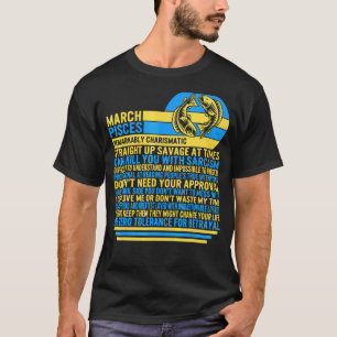 März Fisces Facts Zodiac Sign Sonnenblumen Astrolo T-Shirt