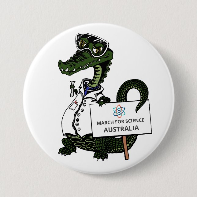 März für Wissenschaft Australien - Krokodil - Button (Vorderseite)