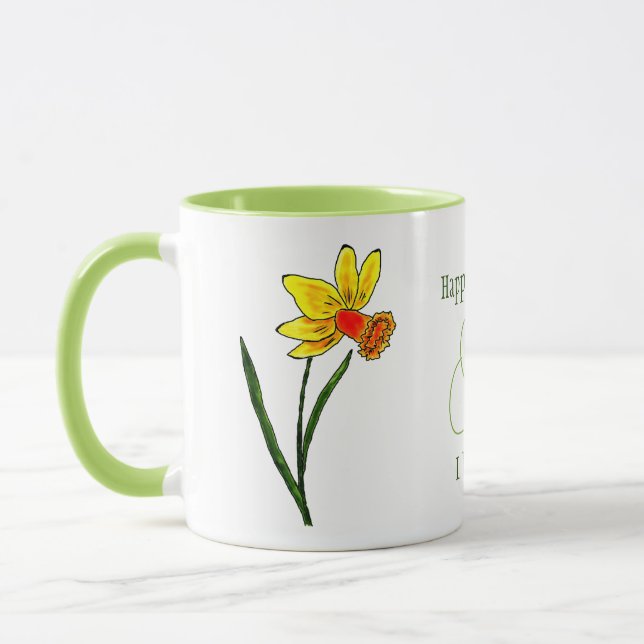 März Geburt Blume Gelbe grüne affodische Tasse (Links)