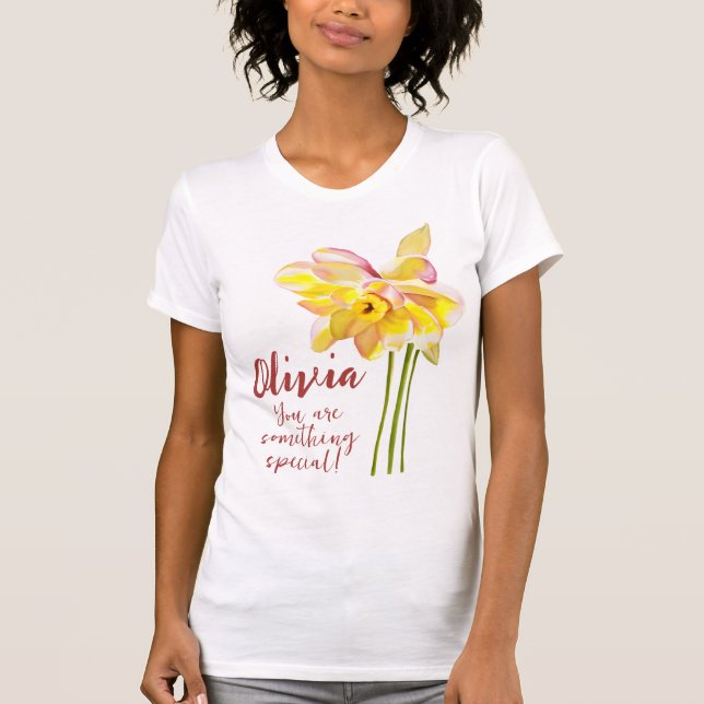 März Geburt Blume Wasserfarben T - Shirt (Vorderseite)