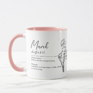 März Geburtsmonat Blume affodil Minimalistisch Tasse