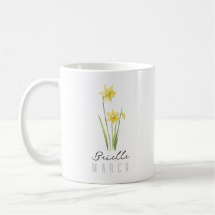 März Geburtsmonat Blume mit/Name - Affodin Kaffeetasse