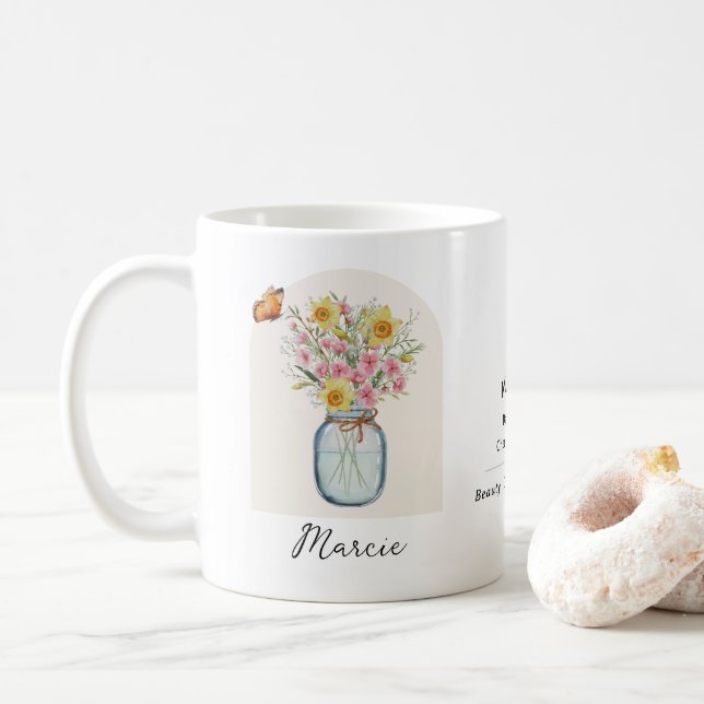 März-Geburtsmonats-Blumen-Tasse Kaffeetasse (Mit Donut)