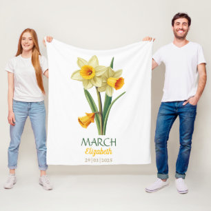 März Geburtstag Daffodil Birth Blume Personalisier Fleecedecke