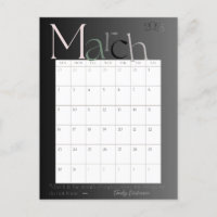 März Gray Modern Monthly Calendar 2025