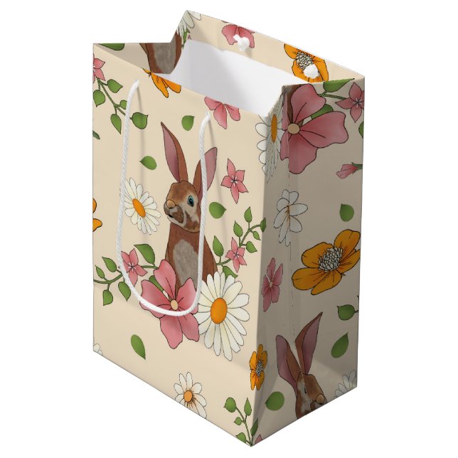 März Hare Gift Bag Mittlere Geschenktüte (Vorderseite Schrägansicht)