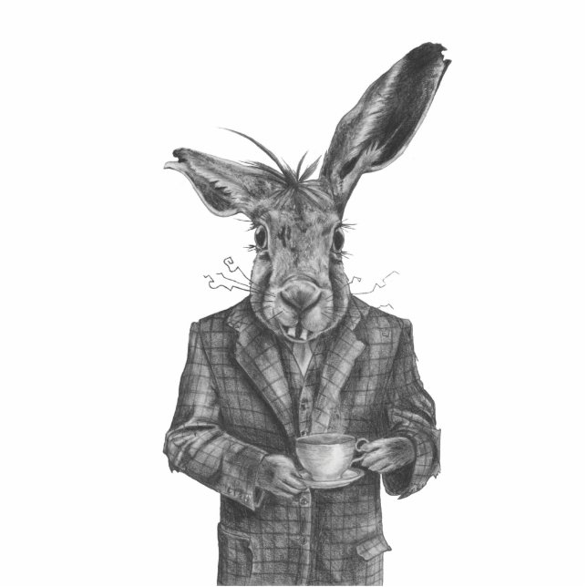 März-Hase-Foto-Skulptur-Alice im Wunderland Freistehende Fotoskulptur (Vorne)