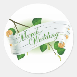 März Hochzeit : Blätter der Saison: Runder Aufkleber
