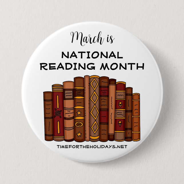 März ist der Monat des nationalen Lesens Button (Vorderseite)