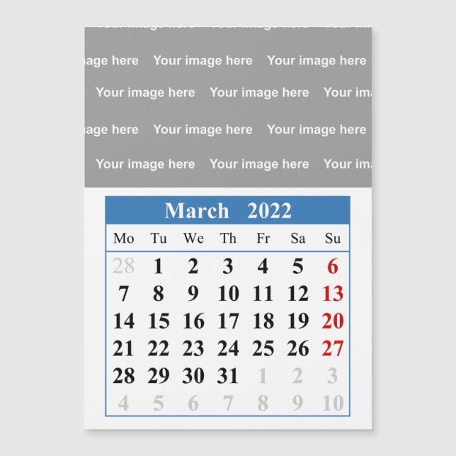 März-Kalender 2022 Magnetkarte (Vorderseite)