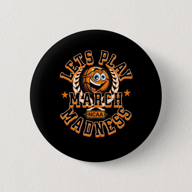 März Madness Lasse Basketball Ncaa spielen Button (Vorderseite)