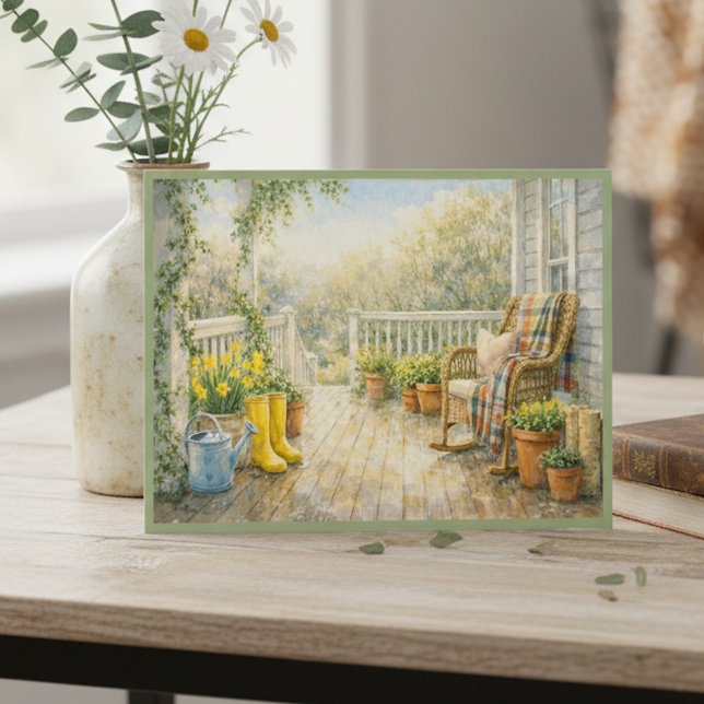 März nach einem regnerischen Tag Veranda Aquarell  Postkarte (Von Creator hochgeladen)