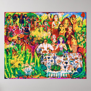 März Naive Folk Art Spring Celebration Poster