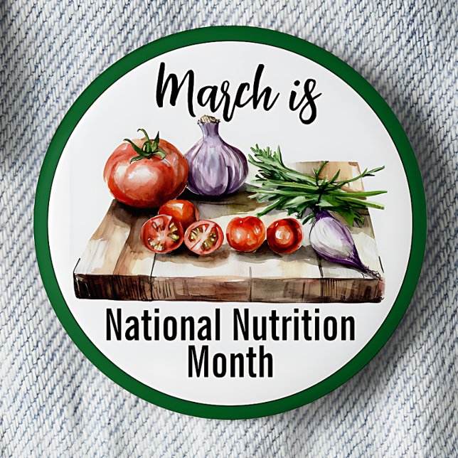 März National Nutrition Month Button (National Nutrition Month Awareness Button, March.)
