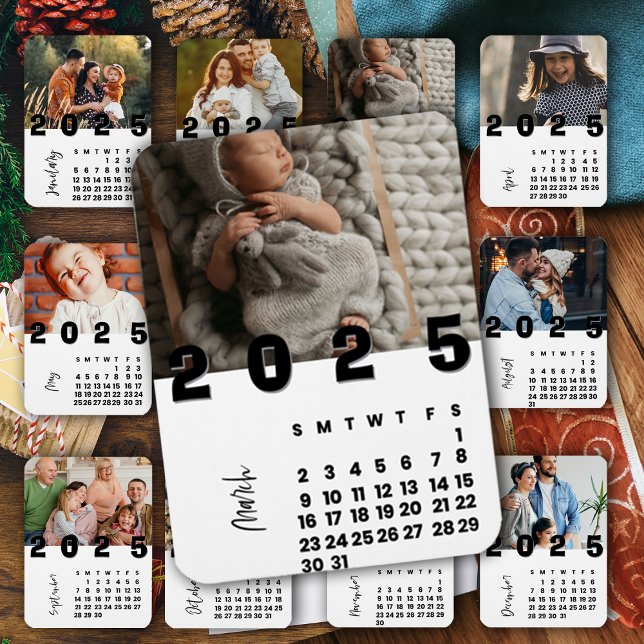 März Neujahr 2025 Kalender-Foto Magnet (March New Year 2025 Calendar Family Photo Magnet)