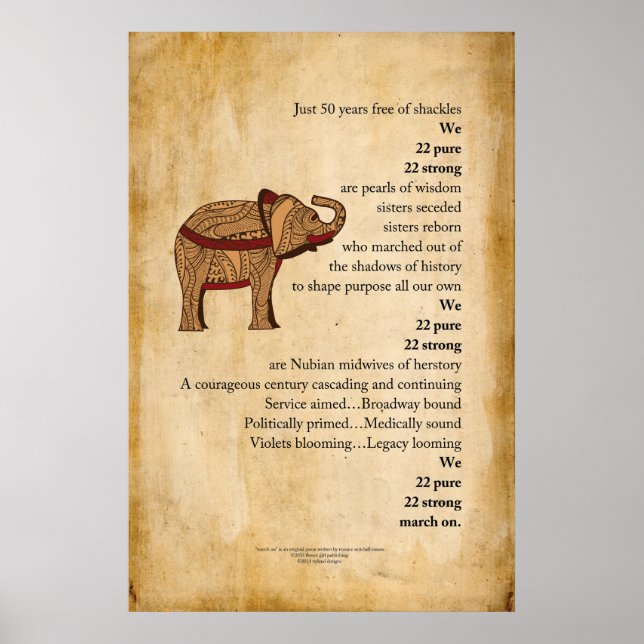 "März On" Gedicht Elephant Parchment Poster (Vorne)