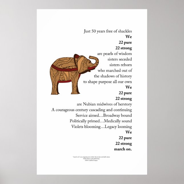 "März On" Gedicht Elephant Poster (Vorne)