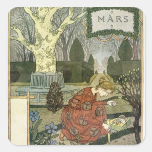 März Quadratischer Aufkleber