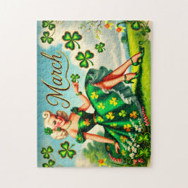 März Retro Pin-Up Mädchen St. Patrick's Day Puzzle