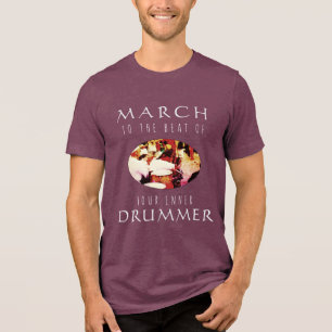 "März zu Ihrem Inneren Drummer" Gold Red Inspirati Tri-Blend Shirt