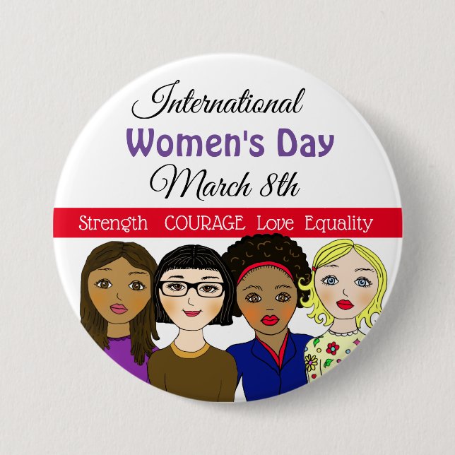 März zum Internationalen Frauentag 8. Button (Vorderseite)