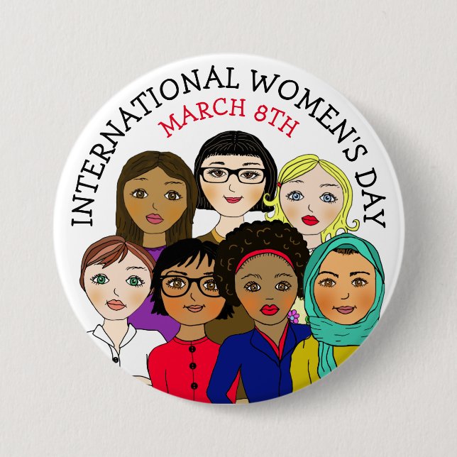 März zum Internationalen Frauentag 8. Button (Vorderseite)