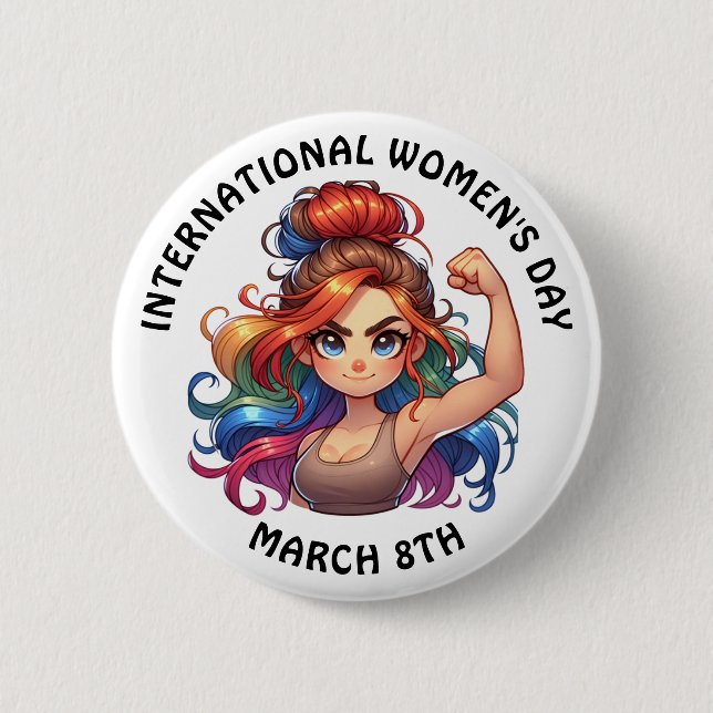 März zum Internationalen Frauentag 8. Button (Vorderseite)