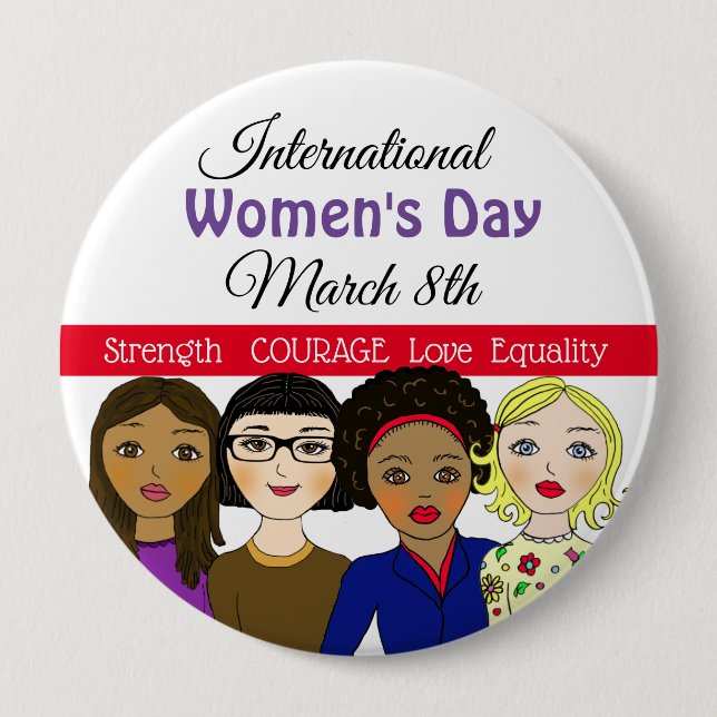März zum Internationalen Frauentag 8. Button (Vorderseite)