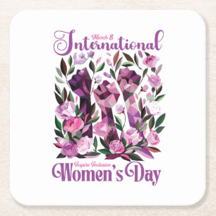 März zum Internationalen Frauentag 8 Rechteckiger Pappuntersetzer