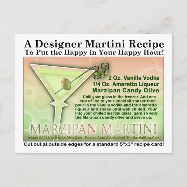 Marzipan Martini Rezept Postkarte (Vorderseite)