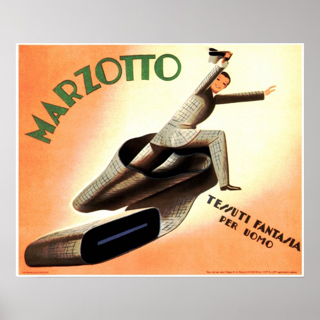MARZOTTO Textile Stoffe Männer Vintage Werbung Poster (Vorne)
