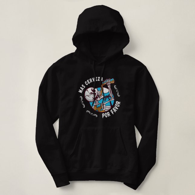 Mas cerveza Day of the Dead Dia de muertos Hallowe Hoodie (Design vorne)