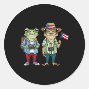 Más Fotos Puerto Rico Rico Flag Funny Sapo Concho Runder Aufkleber