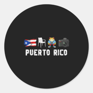 Más Fotos Puerto Rico Rico Flag Funny Sapo Concho Runder Aufkleber