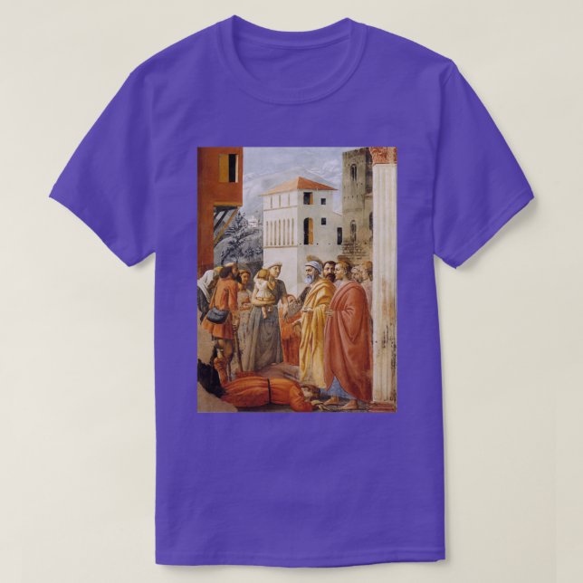 Masaccio Verteilung von Almen und Tod von Ananias T-Shirt (Design vorne)