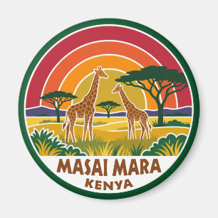 Masai Mara Nationalreservat Giraffen Sonnenunterga Magnet
