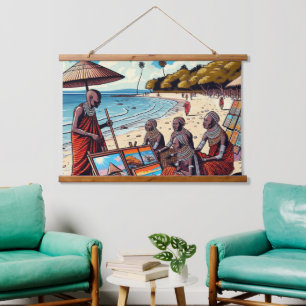 MASAI WALL HANGING TAPESTRY WANDTEPPICH MIT HOLZRAHMEN