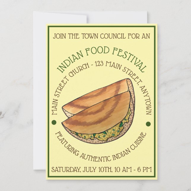 Masala Dosas South Indian Cuisine Food Festival Einladung (Vorderseite)