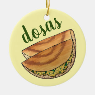 Masala Dosas South Indian Food Cuisine Potato Dosa Keramik Ornament
