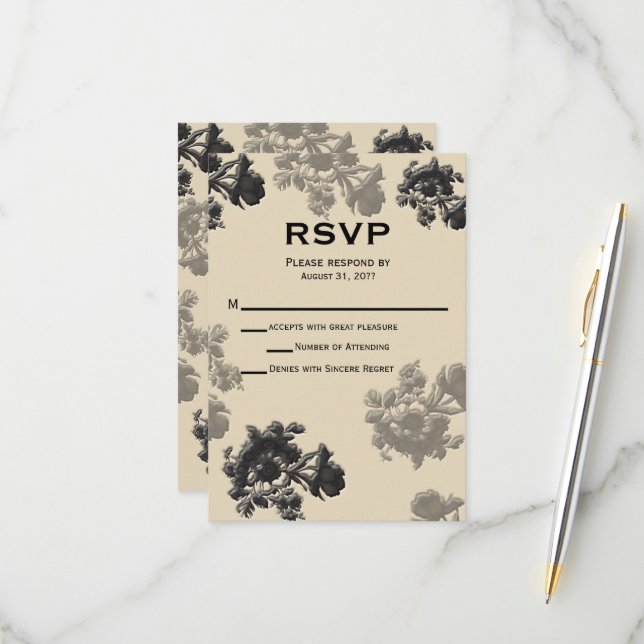 Masala Flora Wedding RSVP Karte (Vorderseite/Rückseite Beispiel)