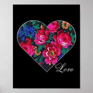 Masani Scarf Floral Heart Liebe Native American Poster