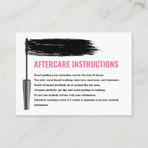 Mascara Eyelash Brow Bar Aftercare Instruktionen Visitenkarte